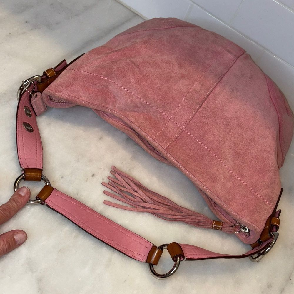 COACH Bag Purse Handbag Soho Y2K Vintage Legacy Suede Leather Pink Hobo Shoulder - Picture 13 of 17